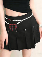 Gothic Dark Blood Drop Red Bead Tassel Waist Chain