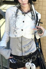 Y2K Subcultural Hooded Knit Top