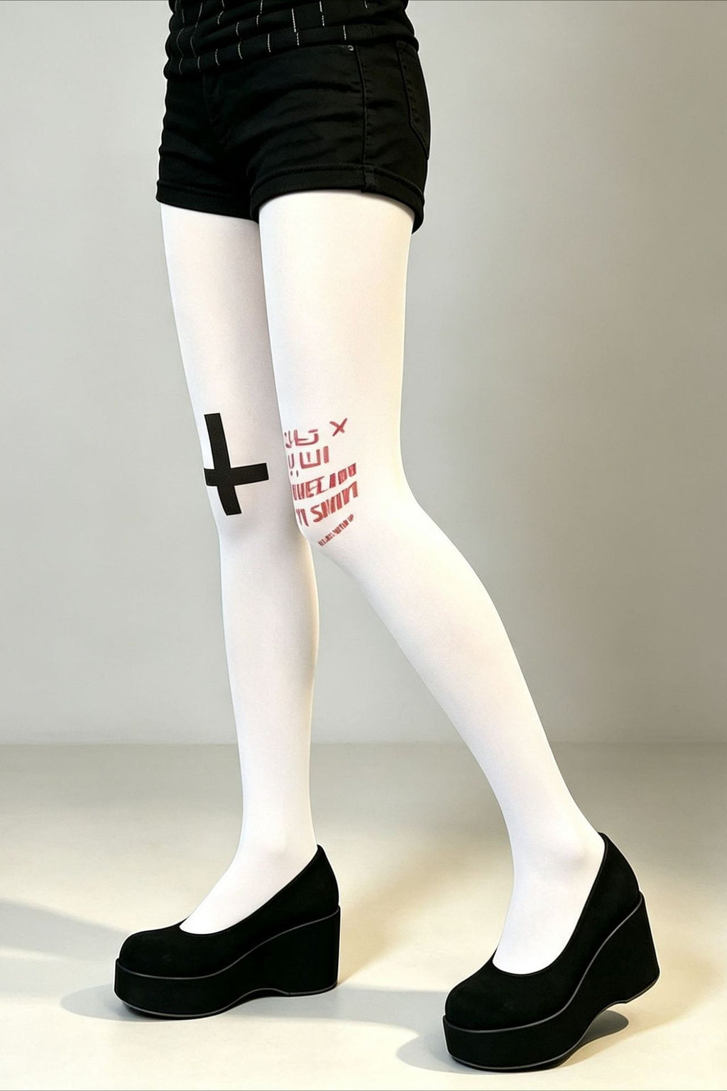 Cross Letter Graphic Full Length Socks