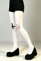 Cross Letter Graphic Full Length Socks