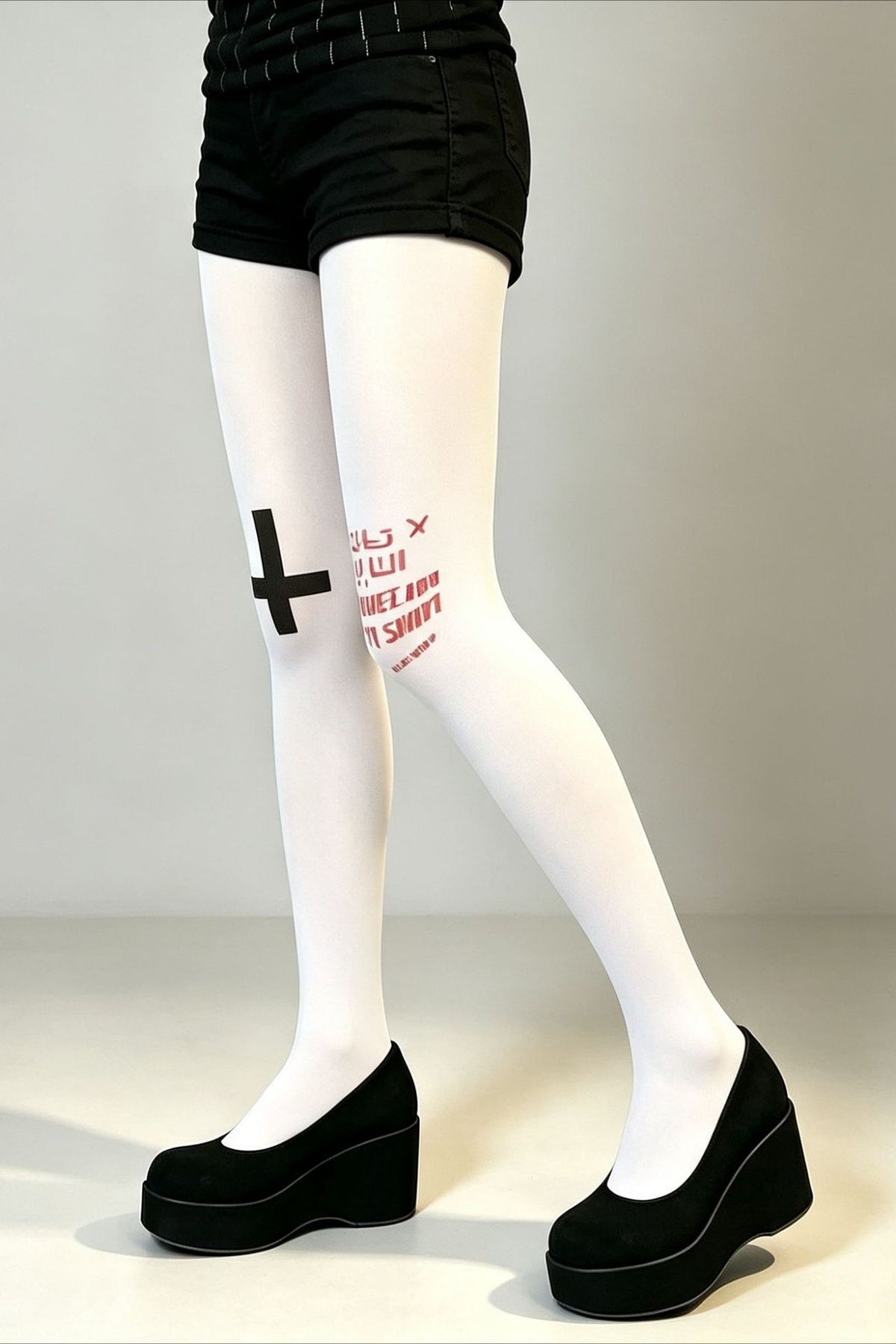 Cross Letter Graphic Full Length Socks