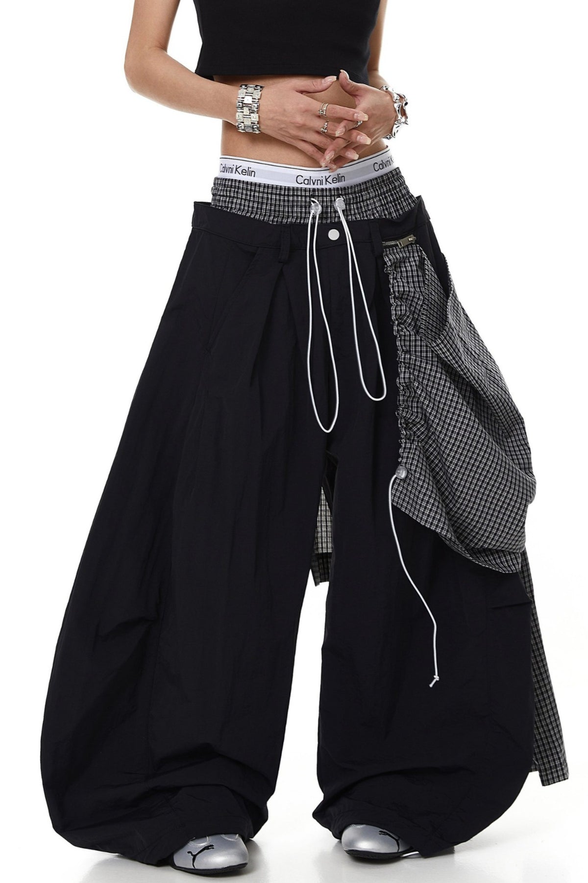 Double Drawstring Wide Leg Pants