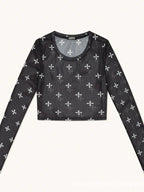 Sexy Slim Fit Mesh Long Sleeve Mesh Top