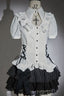 White Gothic Blouse And Tiered Mini Skirt Set