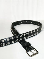 Punk Style Double Eyelet Rivet Leather Belt