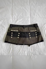 Vintage Rivet Splicing Denim Skirt