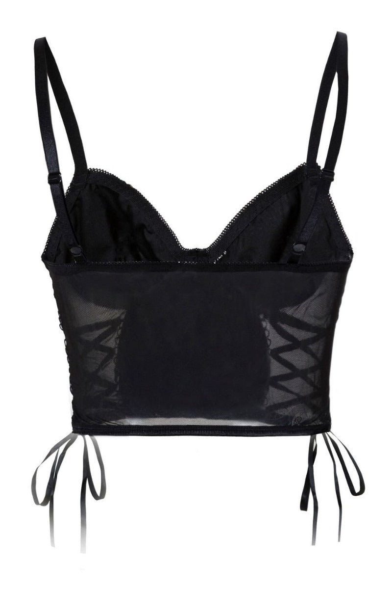 Mesh Embroidered Corset Cami Top
