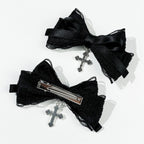 Dark Sweet Cool Lace Cross Bow Hair Accs