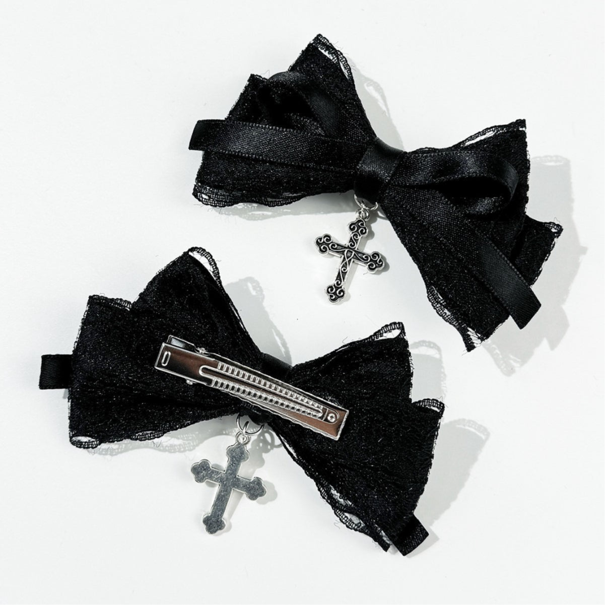 Dark Sweet Cool Lace Cross Bow Hair Accs