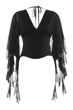 Draped Split Sleeve Ruffle Skirt Sets