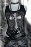 Vintage Y2K Dark Street Cross Skull Print Tank Top