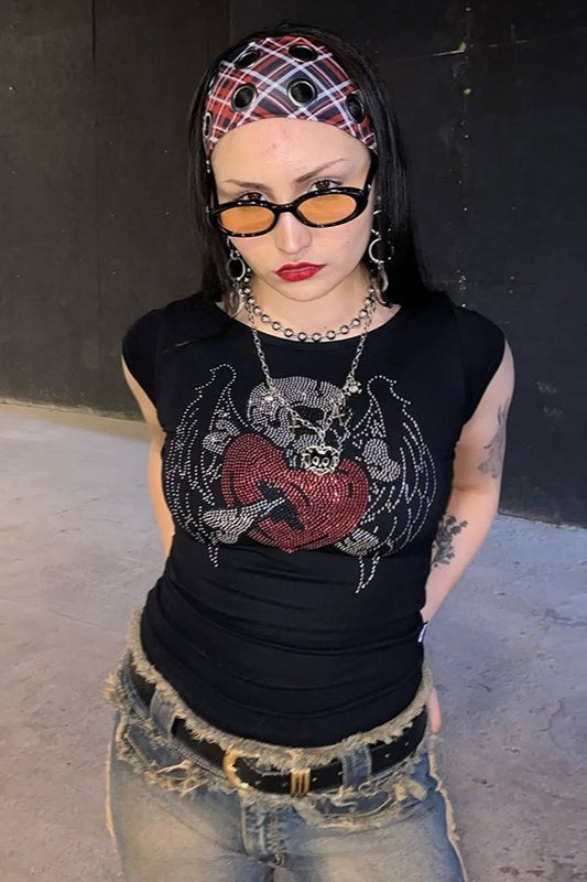 Gothic Skull Rhinestone T-Shirt Main image