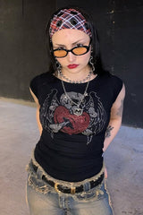 Gothic Skull Rhinestone T-Shirt