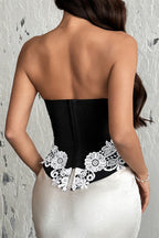 Floral Applique Pointed Neck Corsets