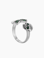 Retro Green Diamond Cross Ring