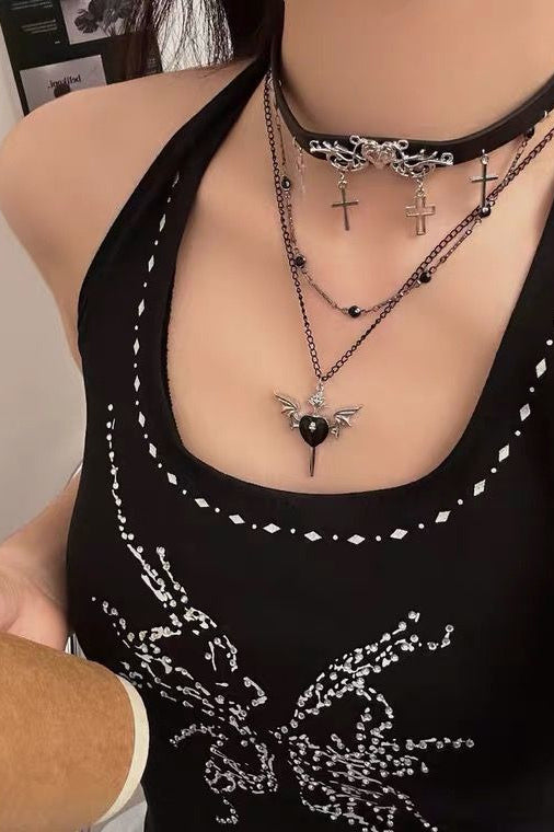 Punk Devil Spade Layer Necklace