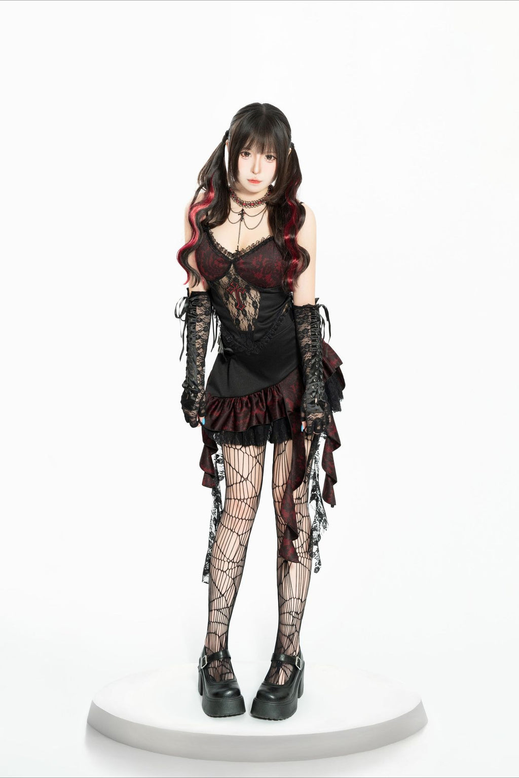 Gothic Lace Cami Mini Skirt Set