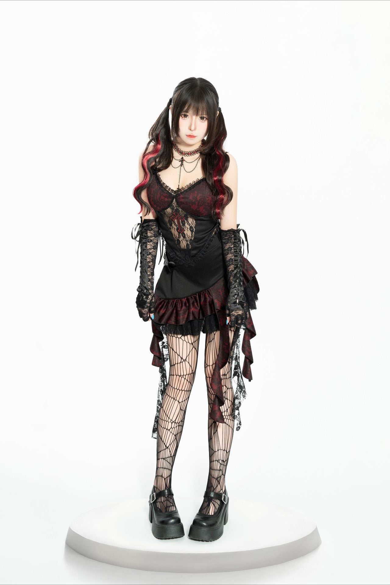 Gothic Lace Cami Mini Skirt Set