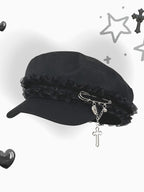 Babe Lace Trim Baseball Beret Hat