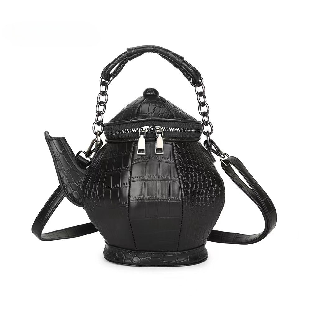 Fashion Funny Teapot Shaped Stone Pattern Leather Gothic Personalized Bag Halloween
