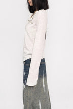 Decorative Cross Split Neck Sweatshirt