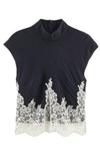 Floral Lace Hem Ribbed Skirt Sets