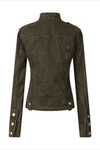 Military Button Fitted Denim Jacket