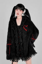 Gothic Y2K Black Red Cross Cardigan Sweater