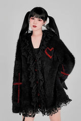 Gothic Y2K Black Red Cross Cardigan Sweater