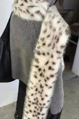 Y2K Leopard Print Faux Fur Scarf