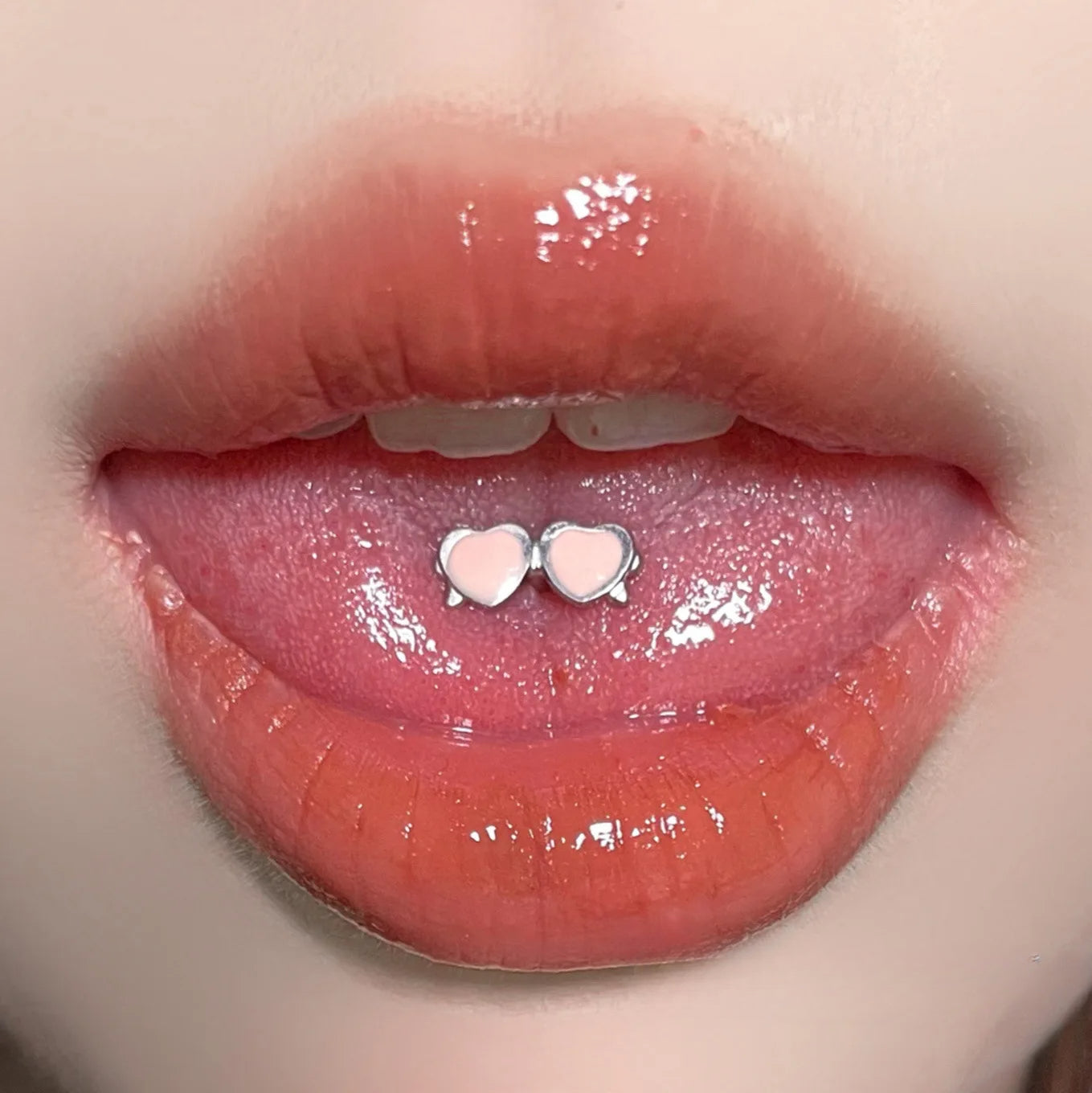 Titanium Steel External Thread Love Tongue Ring