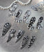 Dark Liquid Silver Punk Press On Nails
