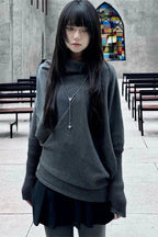 Y2k Vintage Batwing Sleeve Slim Solid Knit Top