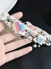 Y2K Fluffy Multicolor Heart Necklace