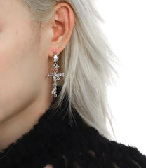 Gothic Red Crystal Lava Heart Pendant Earring