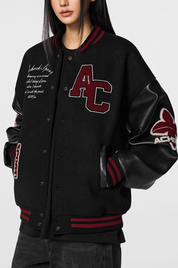 Letter Patch Snap Front Varsity Jackets