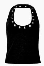 Y2K Hollow Grommet Halter Top