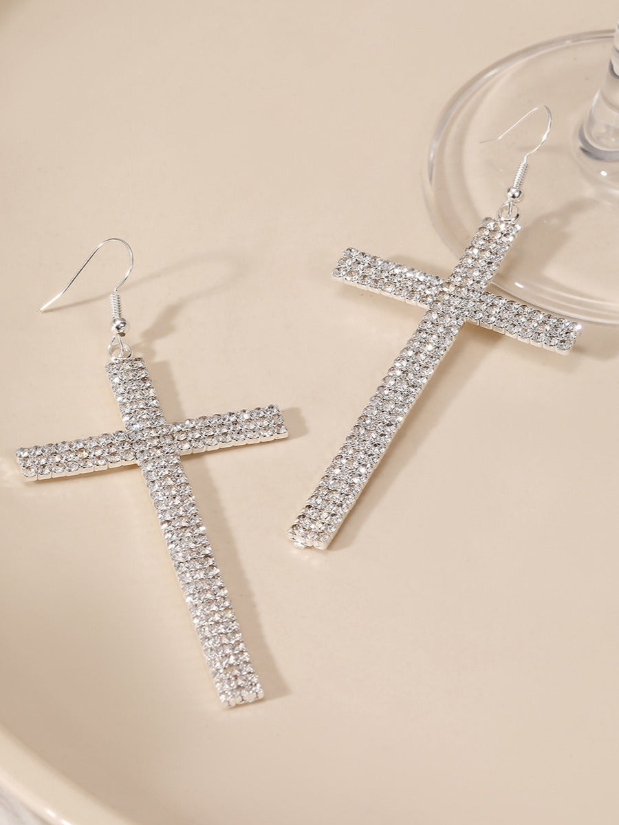 Gothic Exaggerated Full Diamond Earrings Secondary image
