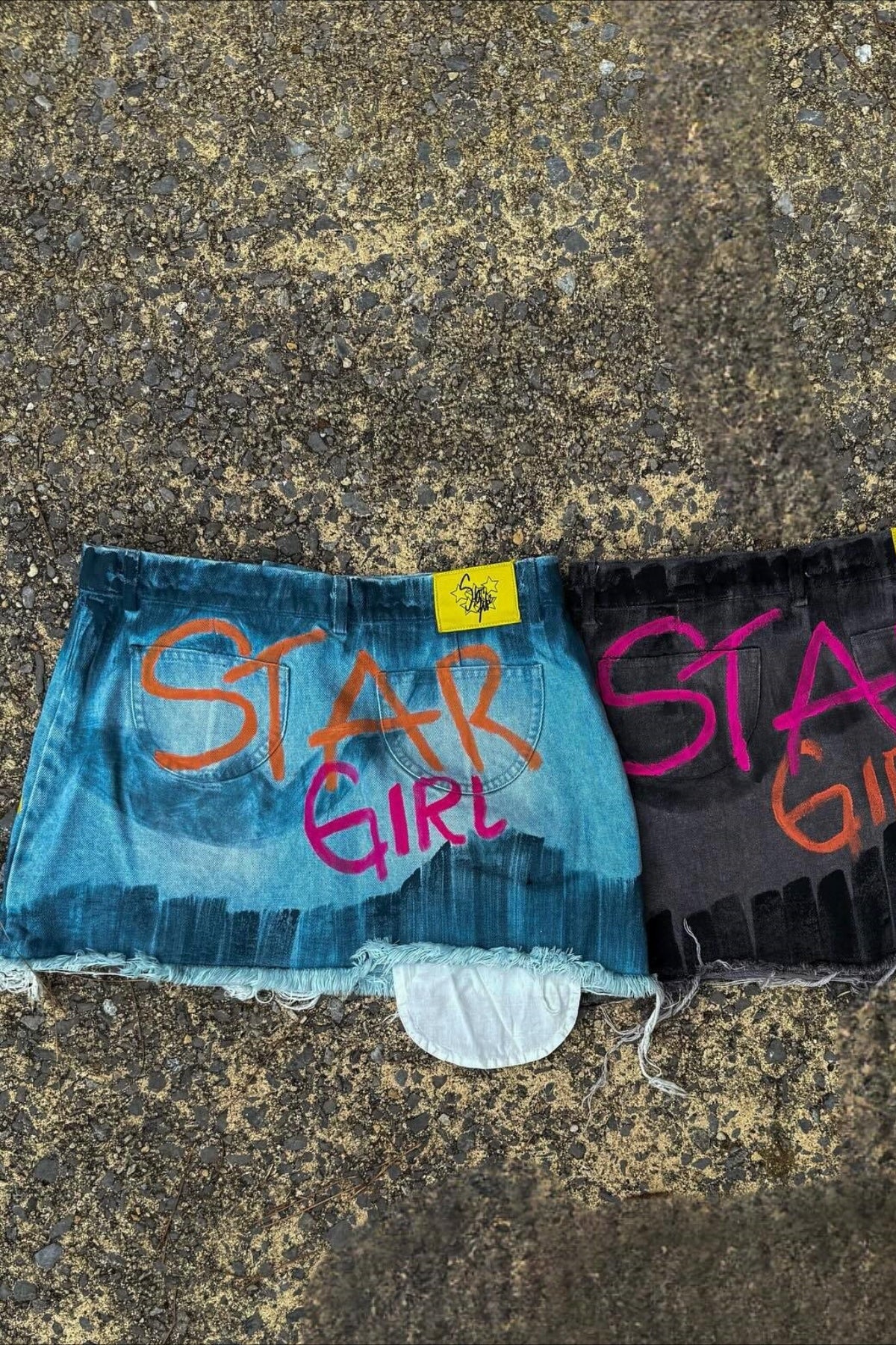 Graffiti Washed Denim Mini Skirt Secondary image