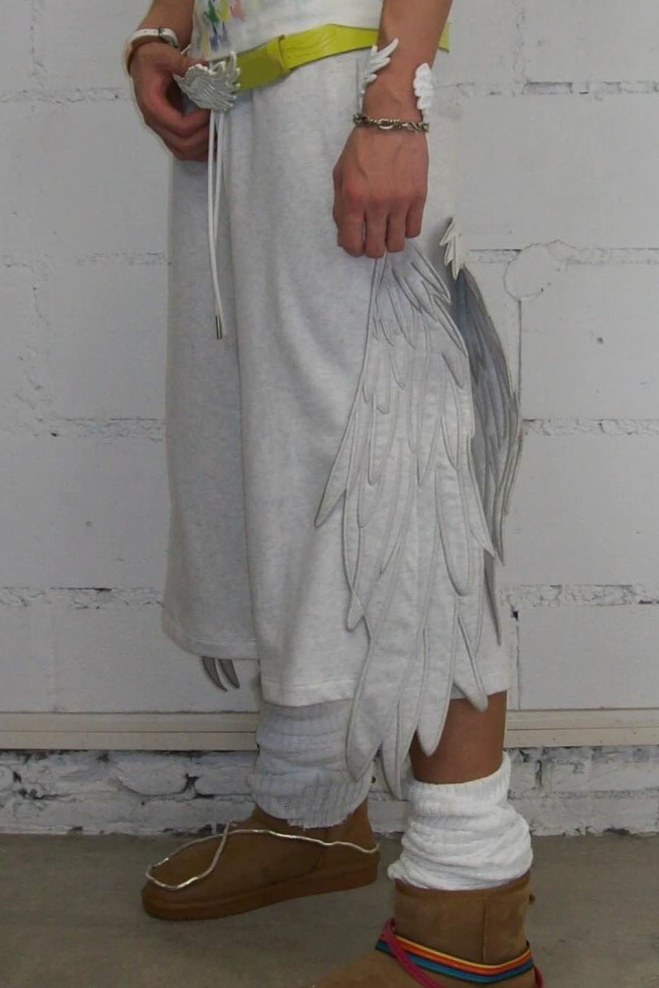 Wing Patchwork Cropped Pants