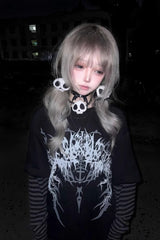 Y2K Dark Grunge Rock Printed Layered Versatile T-shirt