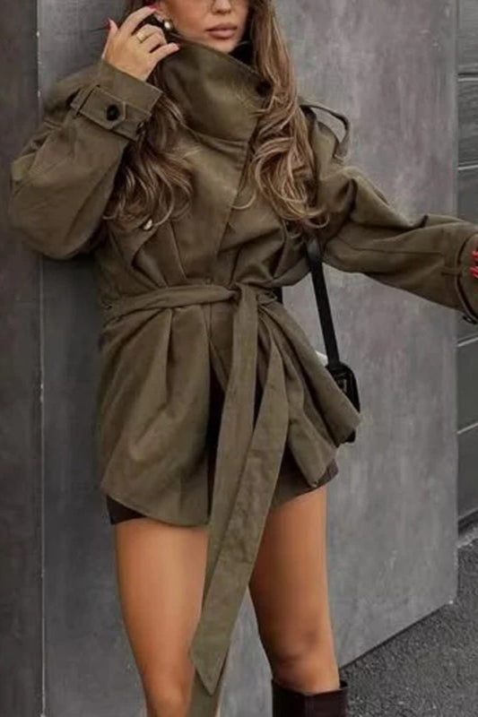 Stylish Street Elegant Cotton Belted Trench Coat Secondary image