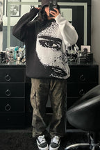 Face Intarsia Color Block Sweater