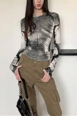 Cyberpunk Slim Long Sleeve Print T-Shirt