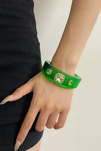 Rhinestone Resin Round Open Bracelet