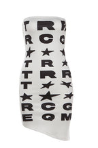 Letter Star Print Strapless Mini Dress