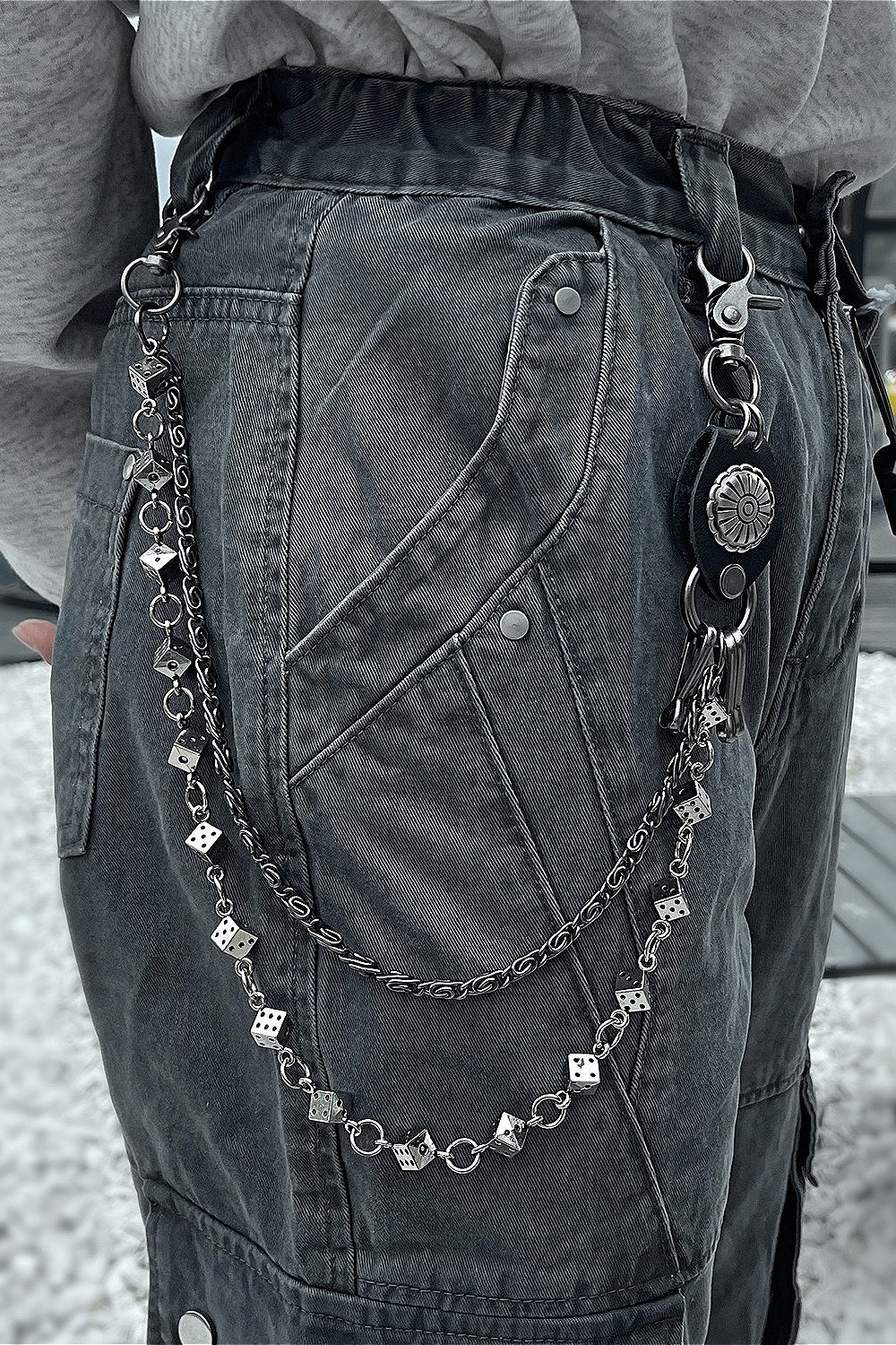 Punk Metal Dice Waist Chain