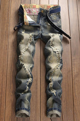 Retro Washed Distressed Denim Pants