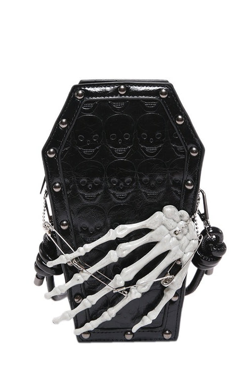 Skeleton Hand Coffin Crossbody Bags