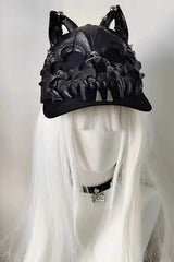 Gothic Wolf Ear Tusk Devil Horn Y2K Punk Hat